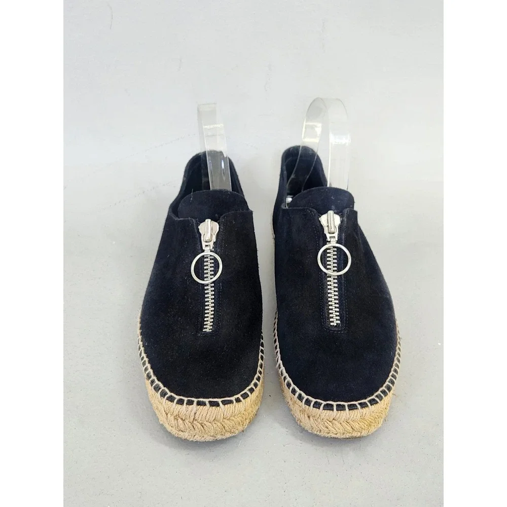 Alexander Wang Devon Espadrilles Women 38 Black Suede Zipper Platform Loafers